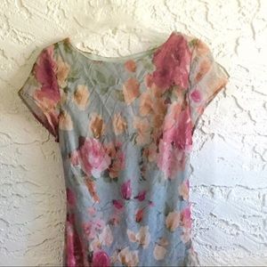 Romantic vintage blue floral maxi dress